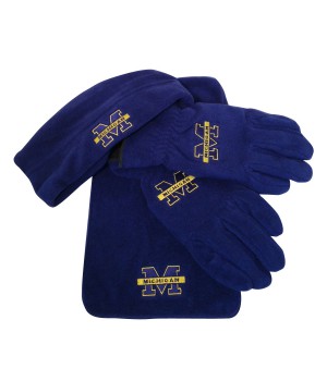 Michigan Wolverines 3 Pc Scarf, Gloves & Hat Men's (Blue) XL