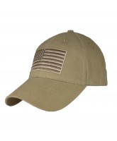 Embroidered U.S. Flag Baseball Hat - Khaki